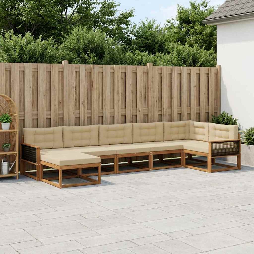 Buiten bankenset met kussen 7 pcs Natuurlijk en Beige – afbeelding 1