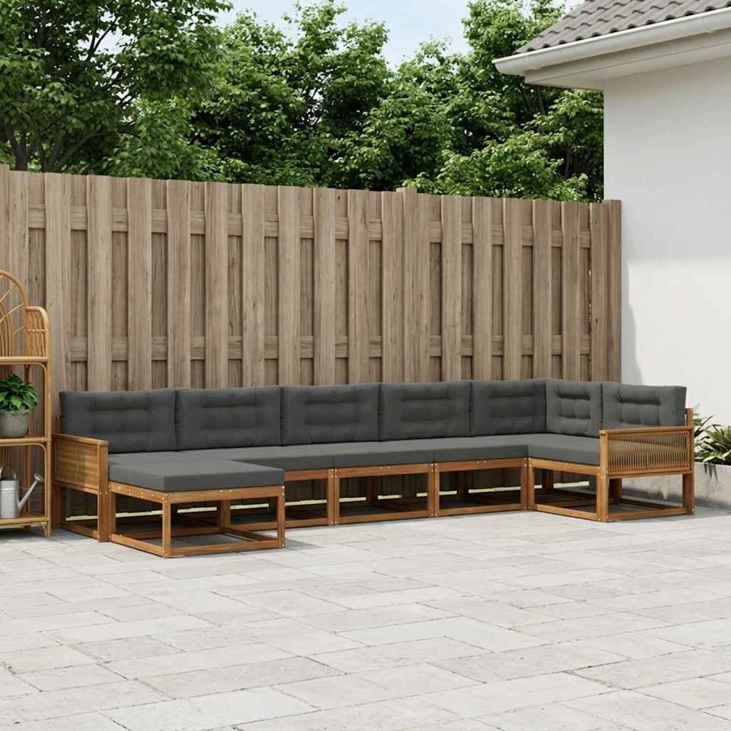 Buiten bankenset met kussen 7 pcs Natuurlijk en Antraciet