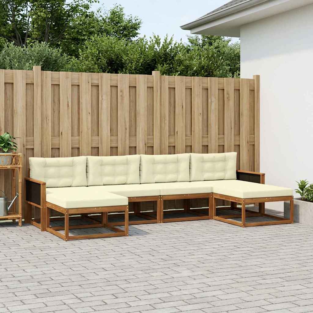 Buiten bankenset met kussen 6 pcs Natuurlijk en Crème