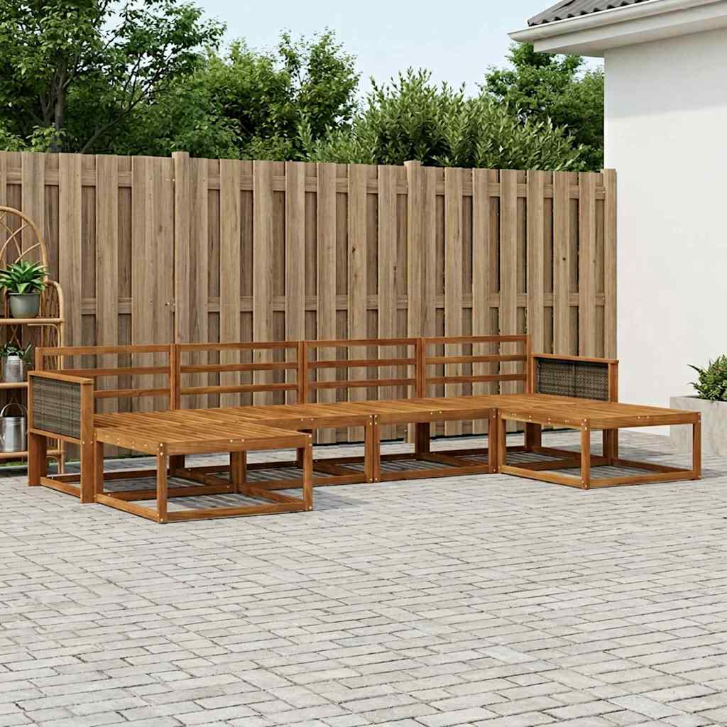 Buiten bankenset 6 pcs Naturel Massief Acaciahout