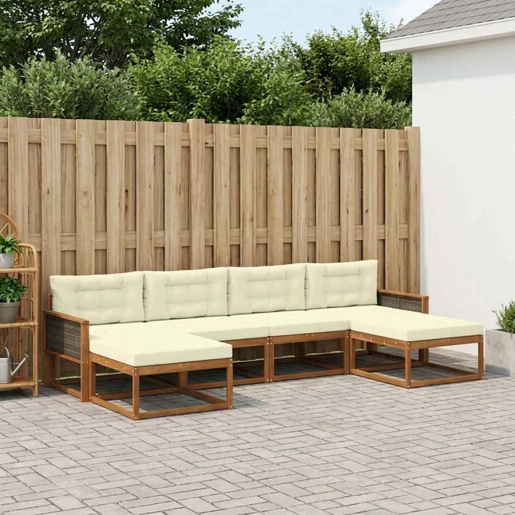 Buiten bankenset met kussen 6 pcs Natuurlijk en Crème