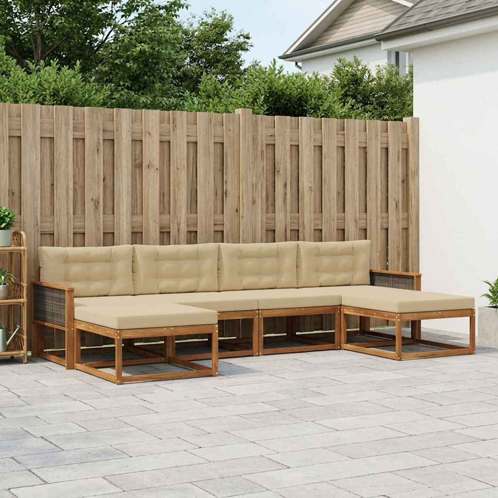 Buiten bankenset met kussen 6 pcs Natuurlijk en Beige – afbeelding 1