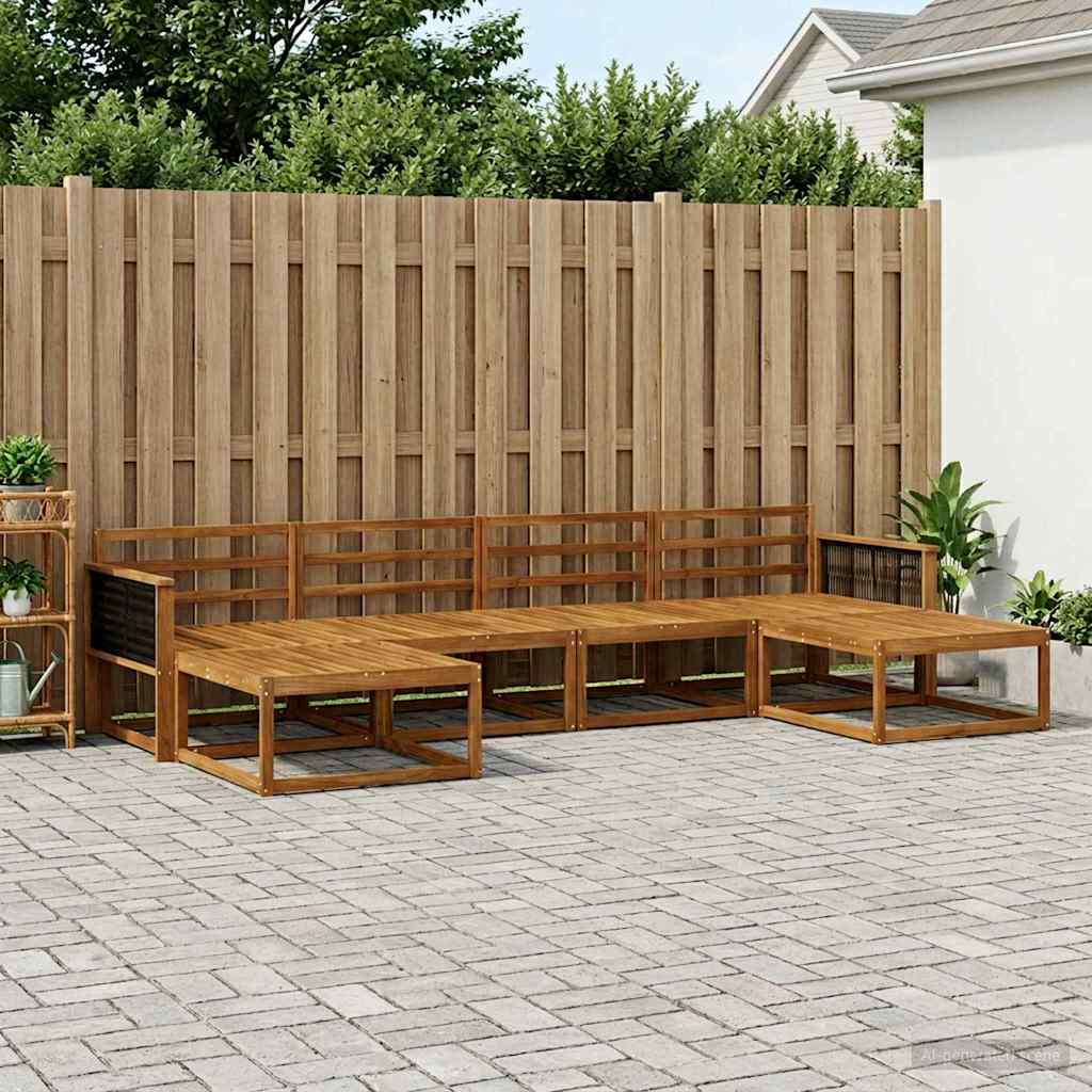 Buiten bankenset 6 pcs Naturel Massief Acaciahout