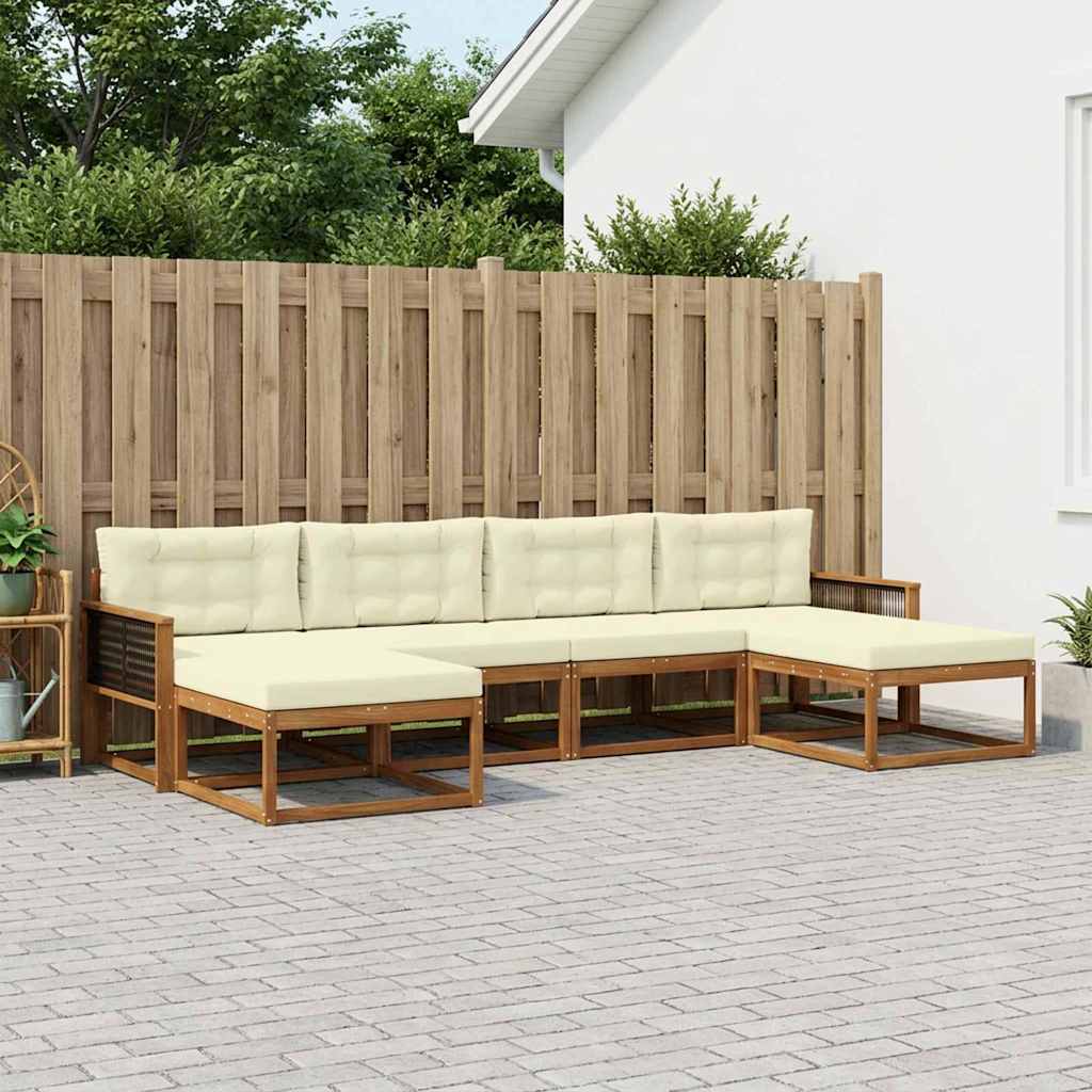 Buiten bankenset met kussen 6 pcs Natuurlijk en Crème