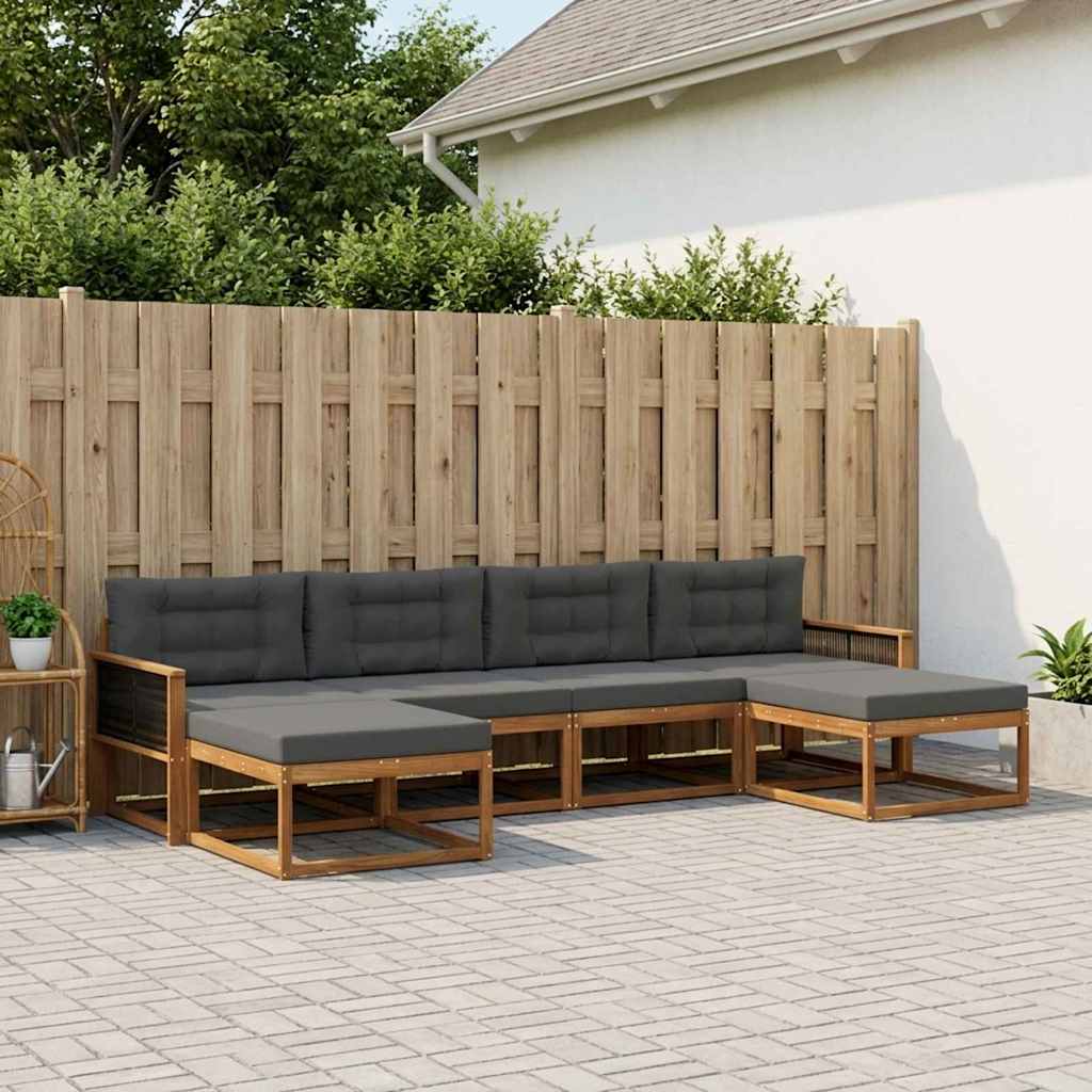 Buiten bankenset met kussen 6 pcs Natuurlijk en Antraciet – afbeelding 1