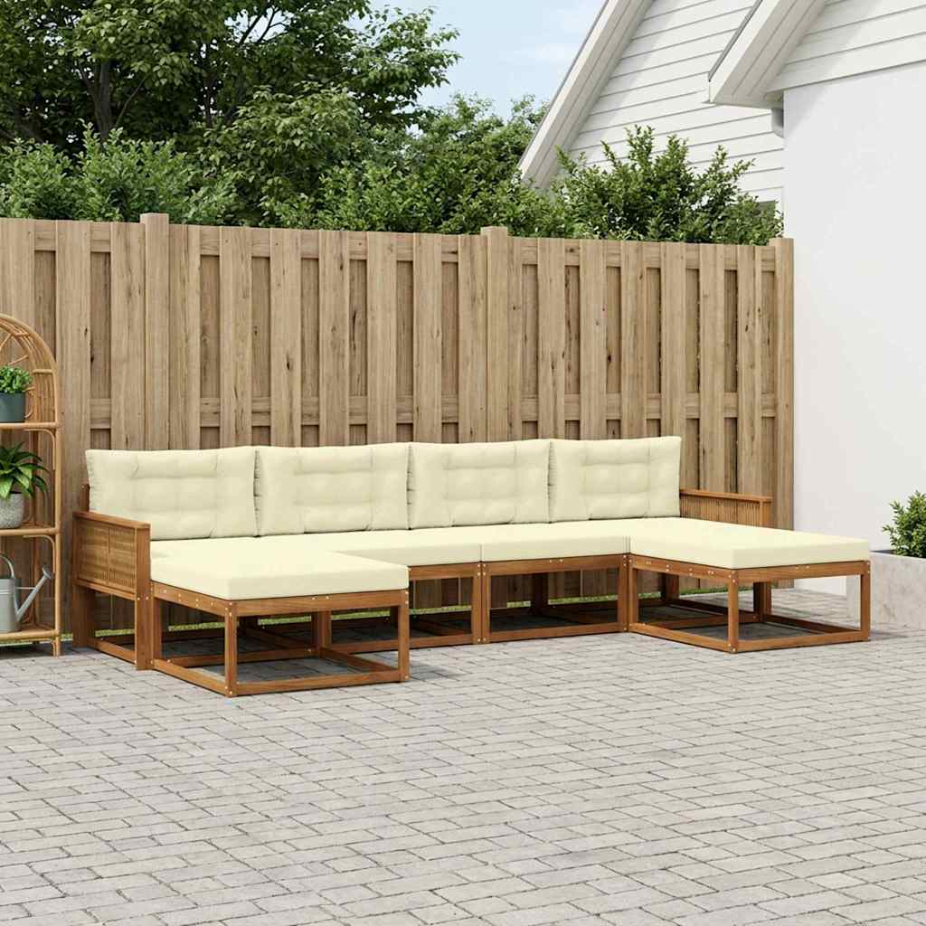 Buiten bankenset met kussen 6 pcs Natuurlijk en Crème – afbeelding 1