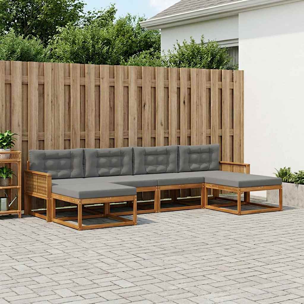 Buiten bankenset met kussen 6 pcs Natuurlijk en Antraciet – afbeelding 1