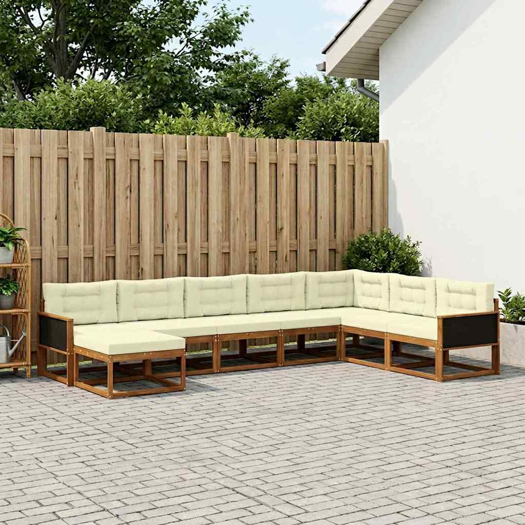 Buiten bankenset met kussen 8 pcs Natuurlijk en Crème – afbeelding 1