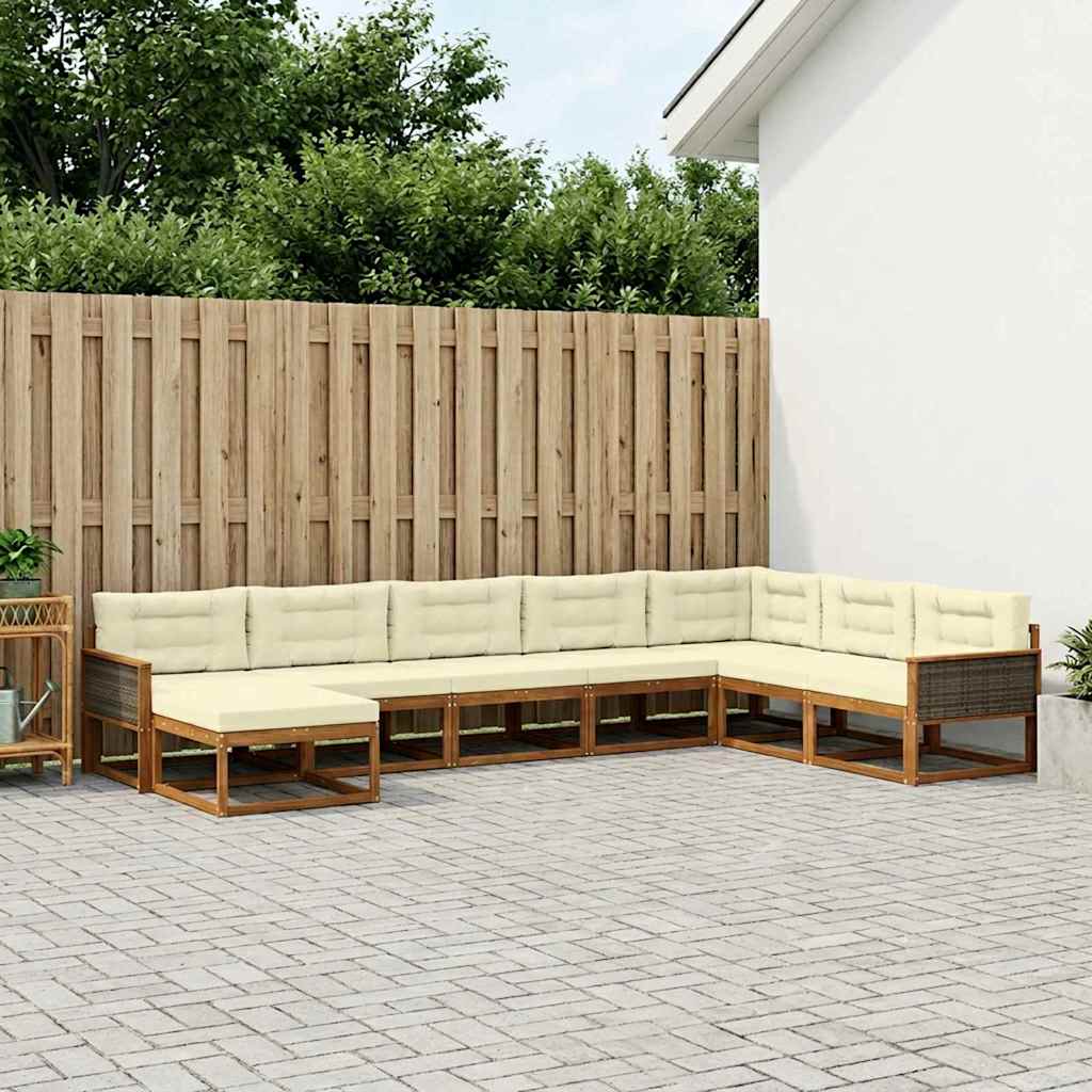 Buiten bankenset met kussen 8 pcs Natuurlijk en Crème – afbeelding 1