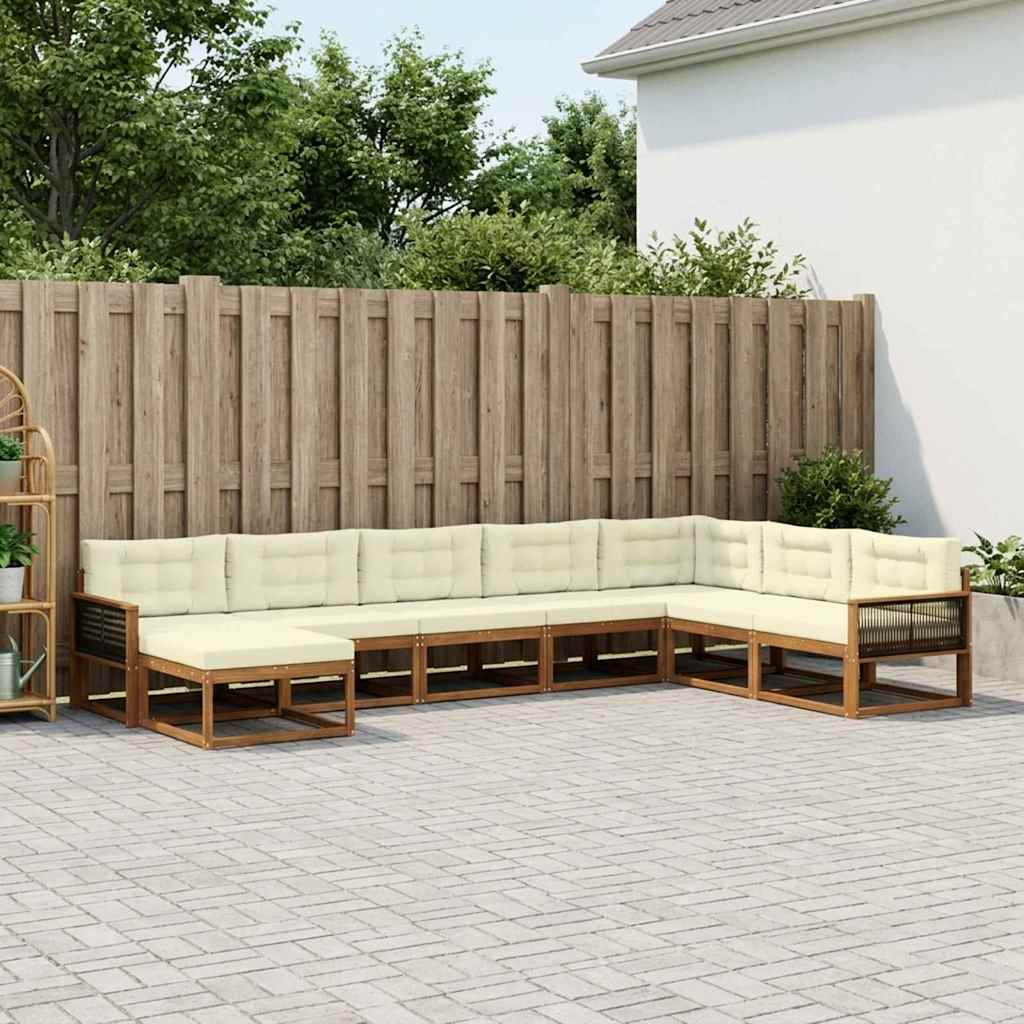 Buiten bankenset met kussen 8 pcs Natuurlijk en Crème
