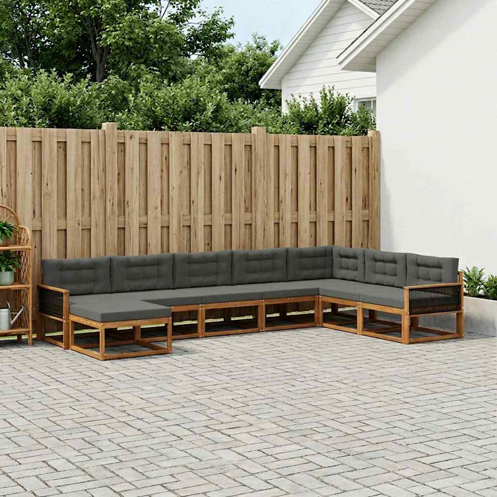 Buiten bankenset met kussen 8 pcs Natuurlijk en Antraciet – afbeelding 1