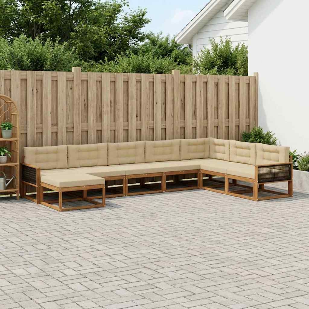 Buiten bankenset met kussen 8 pcs Natuurlijk en Beige – afbeelding 1