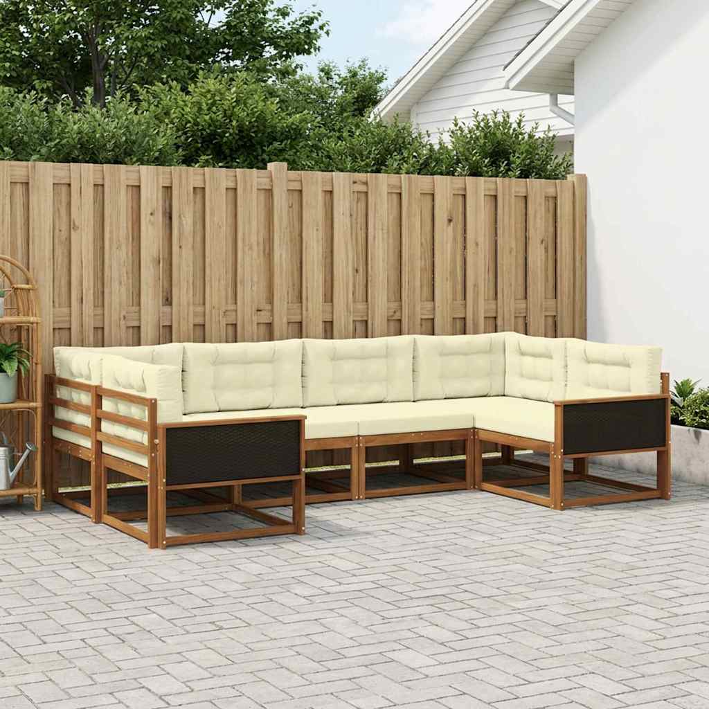 Buiten bankenset met kussen 6 pcs Natuurlijk en Crème – afbeelding 1