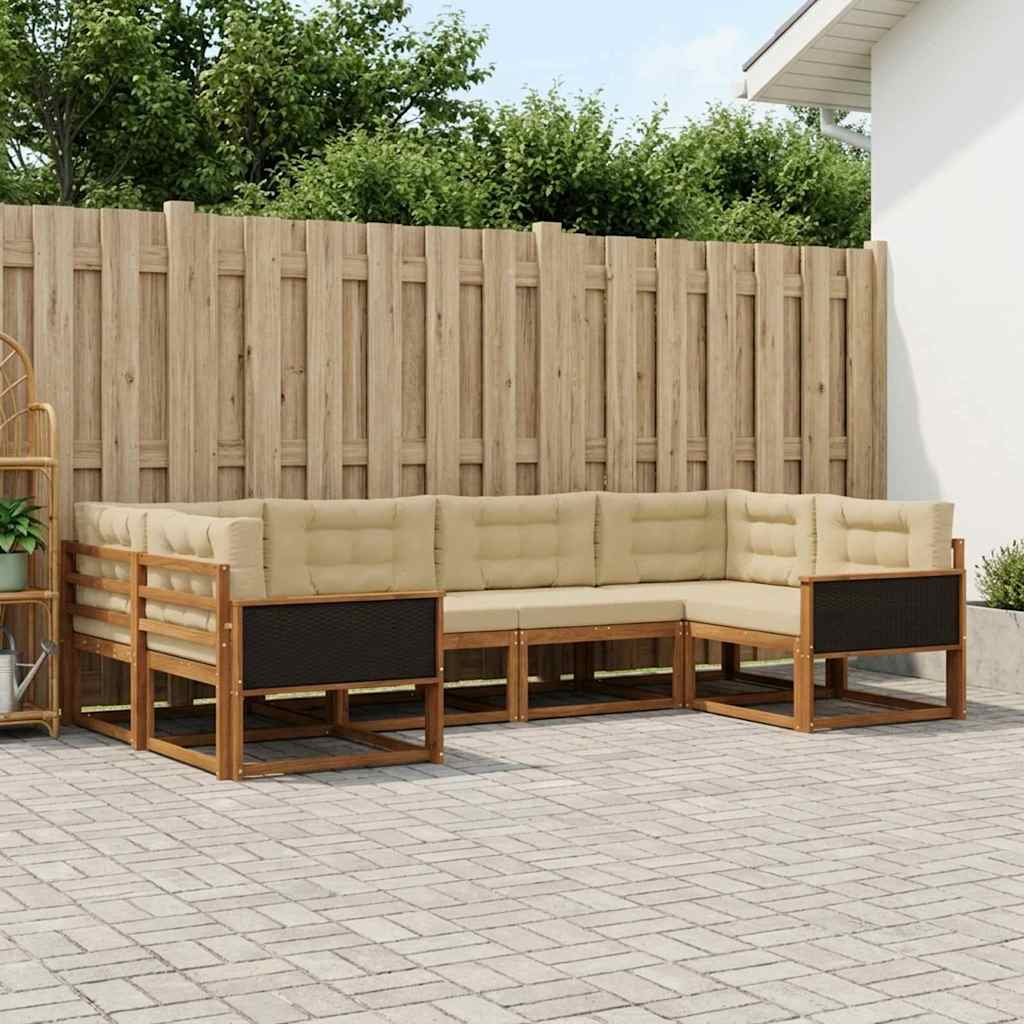Buiten bankenset met kussen 6 pcs Natuurlijk en Beige – afbeelding 1