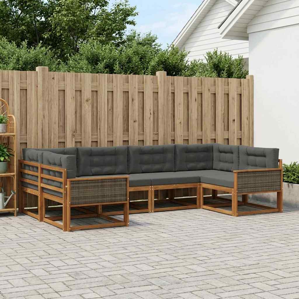 Buiten bankenset met kussen 6 pcs Natuurlijk en Antraciet – afbeelding 1