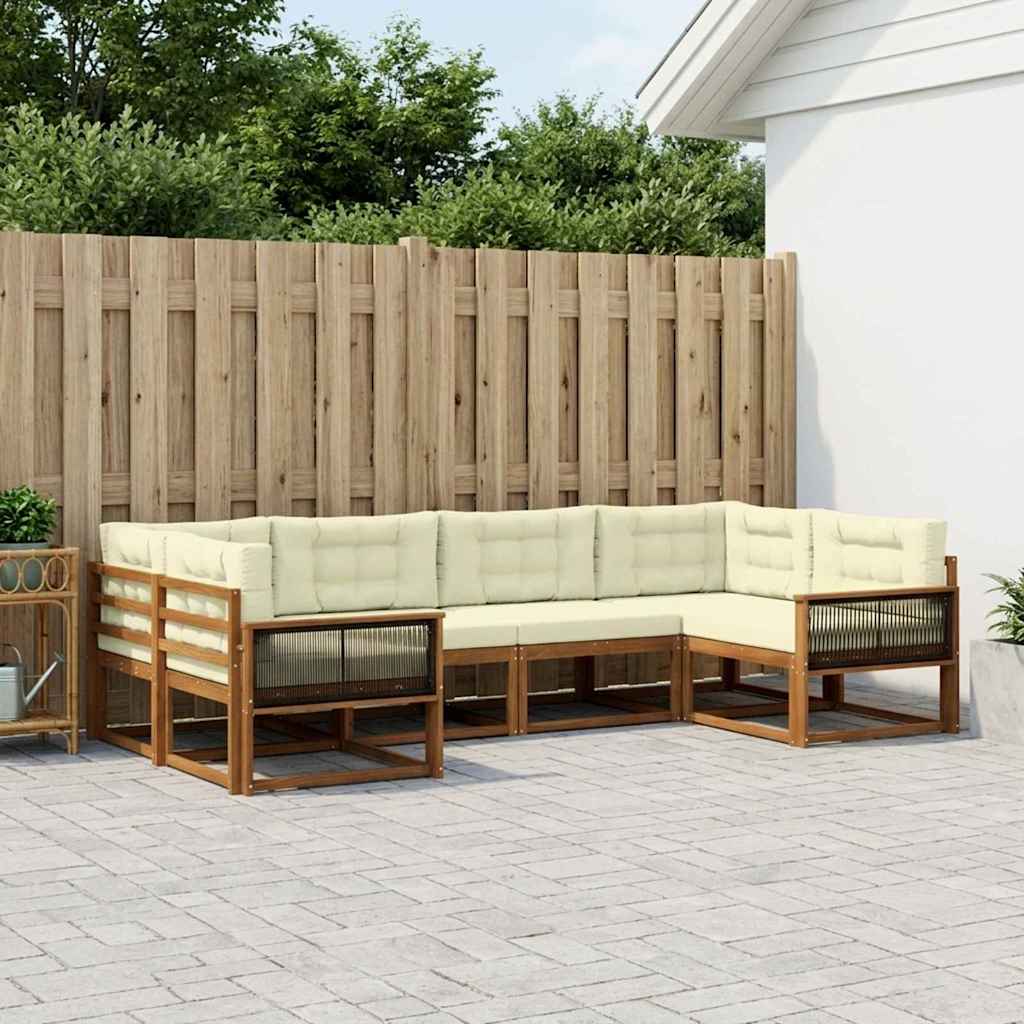 Buiten bankenset met kussen 6 pcs Natuurlijk en Crème – afbeelding 1