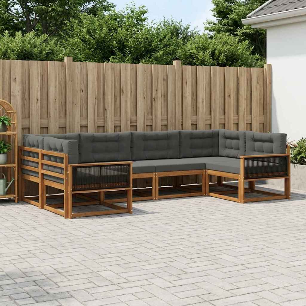 Buiten bankenset met kussen 6 pcs Natuurlijk en Antraciet – afbeelding 1