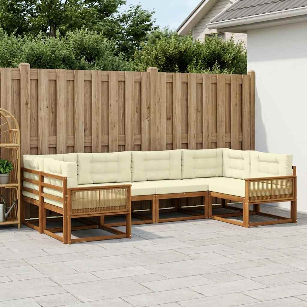 Buiten bankenset met kussen 6 pcs Natuurlijk en Crème – afbeelding 1