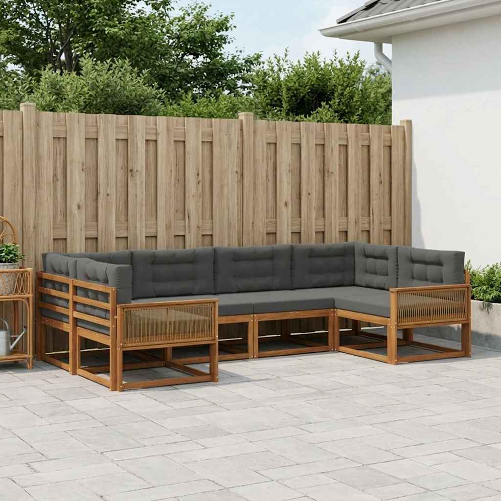 Buiten bankenset met kussen 6 pcs Natuurlijk en Antraciet – afbeelding 1