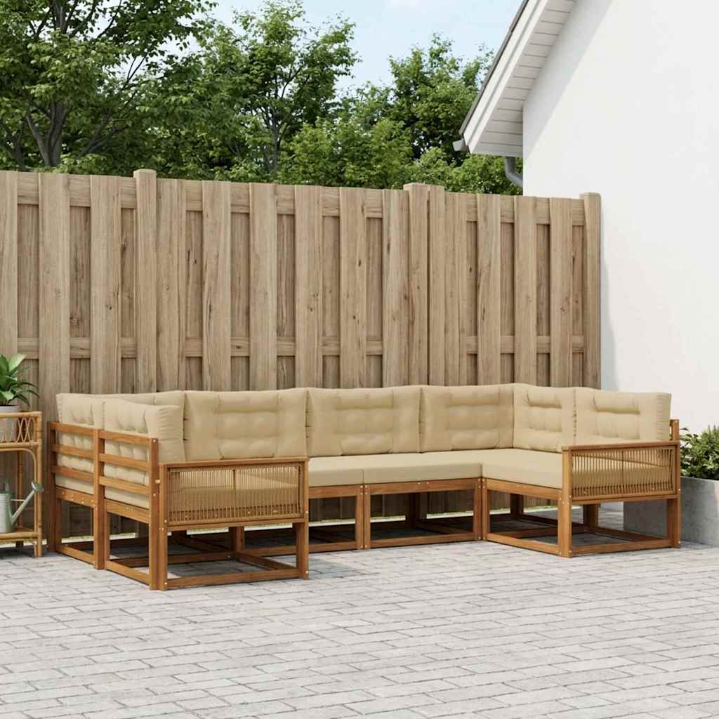 Buiten bankenset met kussen 6 pcs Natuurlijk en Beige – afbeelding 1