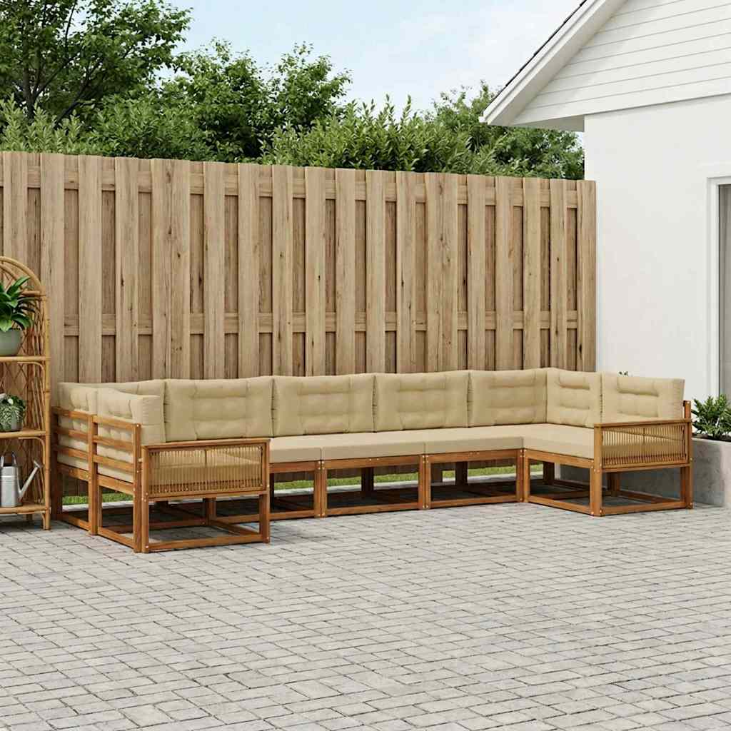 Buiten bankenset met kussen 7 pcs Natuurlijk en Beige – afbeelding 1