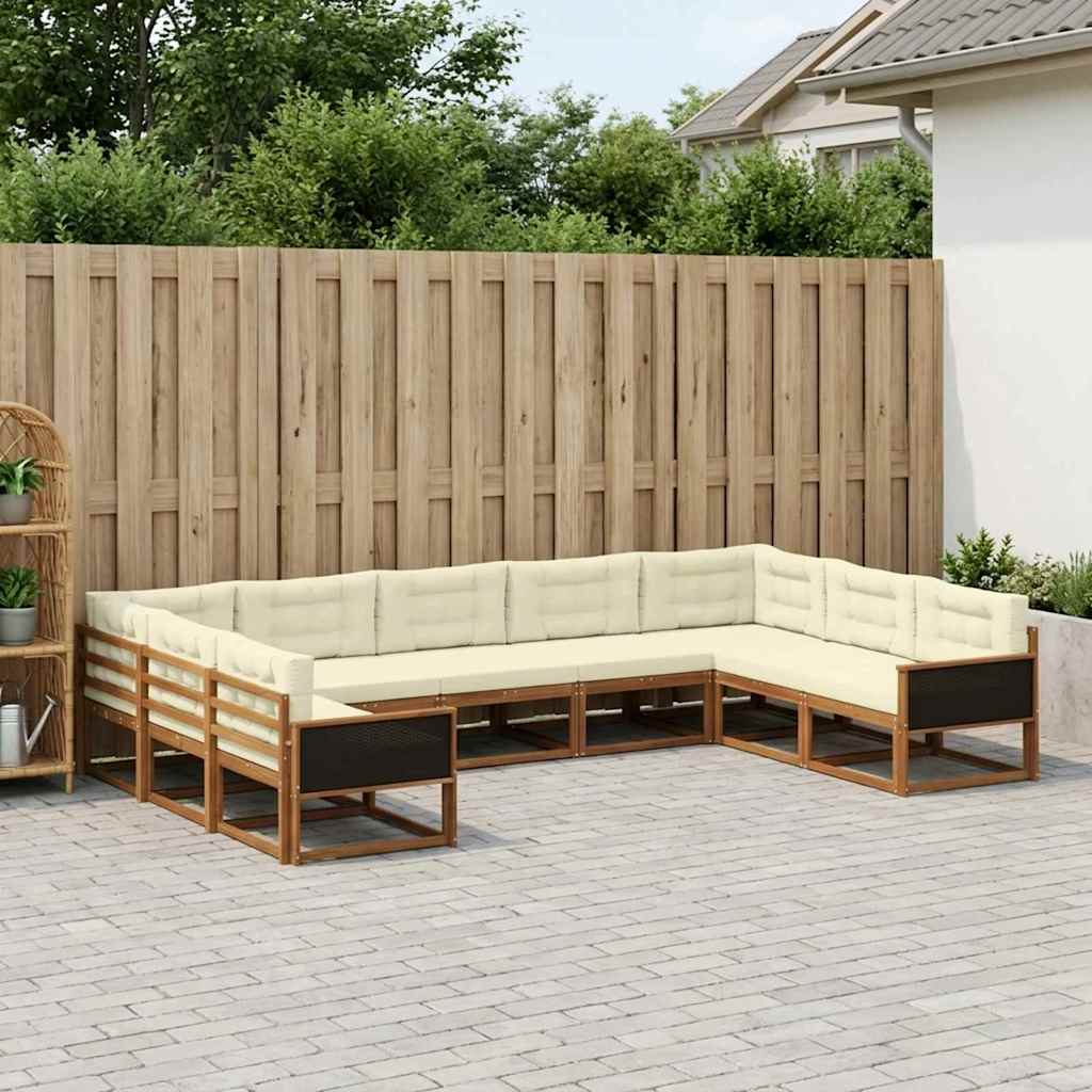 Buiten bankenset met kussen 9 pcs Natuurlijk en Crème
