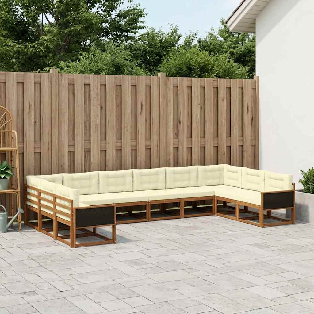 Buiten bankenset met kussen 10 pcs Natuurlijk en Crème – afbeelding 1