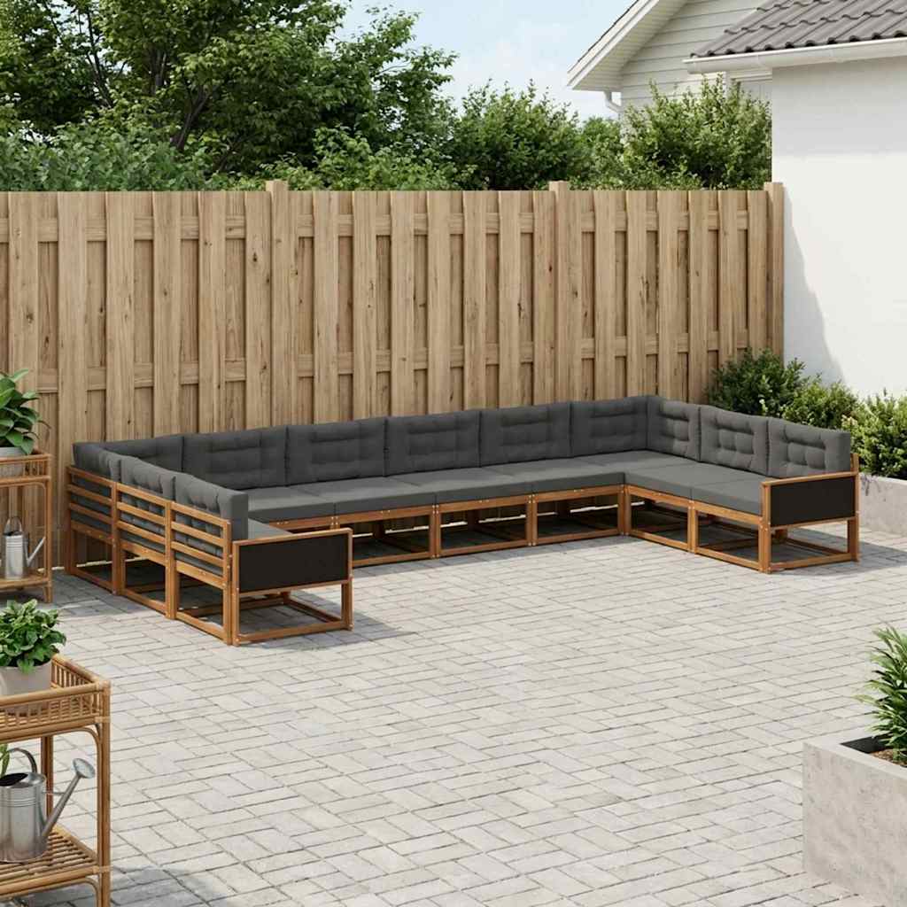 Buiten bankenset met kussen 10 pcs Natuurlijk en Antraciet – afbeelding 1