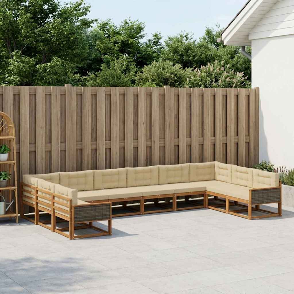 Buiten bankenset met kussen 10 pcs Natuurlijk en Beige – afbeelding 1