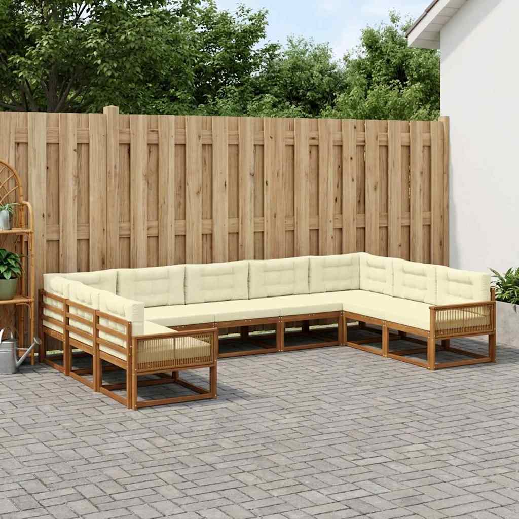 Buiten bankenset met kussen 10 pcs Natuurlijk en Crème – afbeelding 1