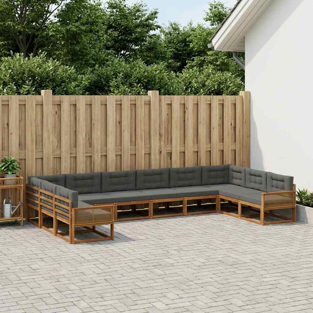 Buiten bankenset met kussen 10 pcs Natuurlijk en Antraciet – afbeelding 1