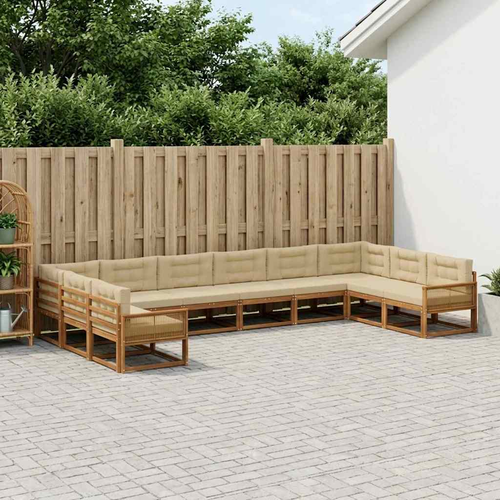 Buiten bankenset met kussen 10 pcs Natuurlijk en Beige – afbeelding 1