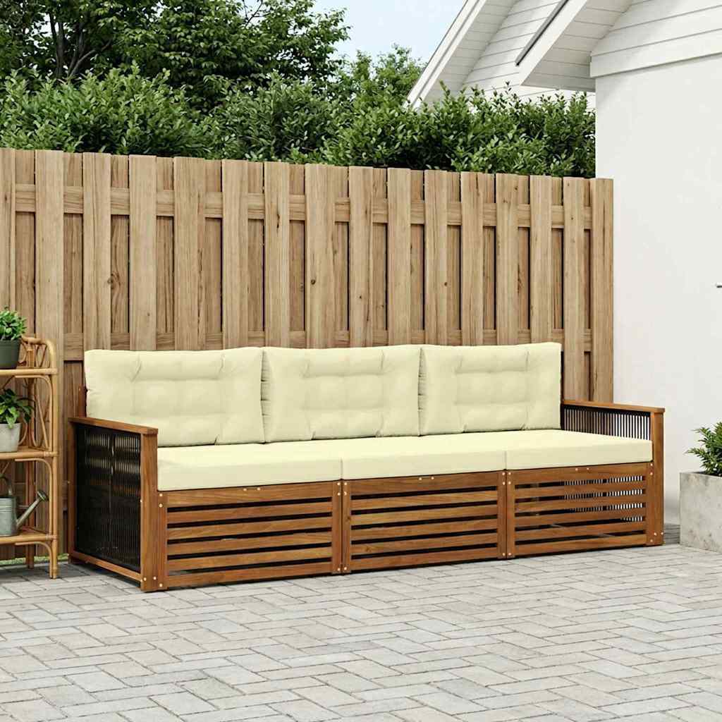 Buiten bankenset met kussen 3 pcs Natuurlijk en Crème – afbeelding 1