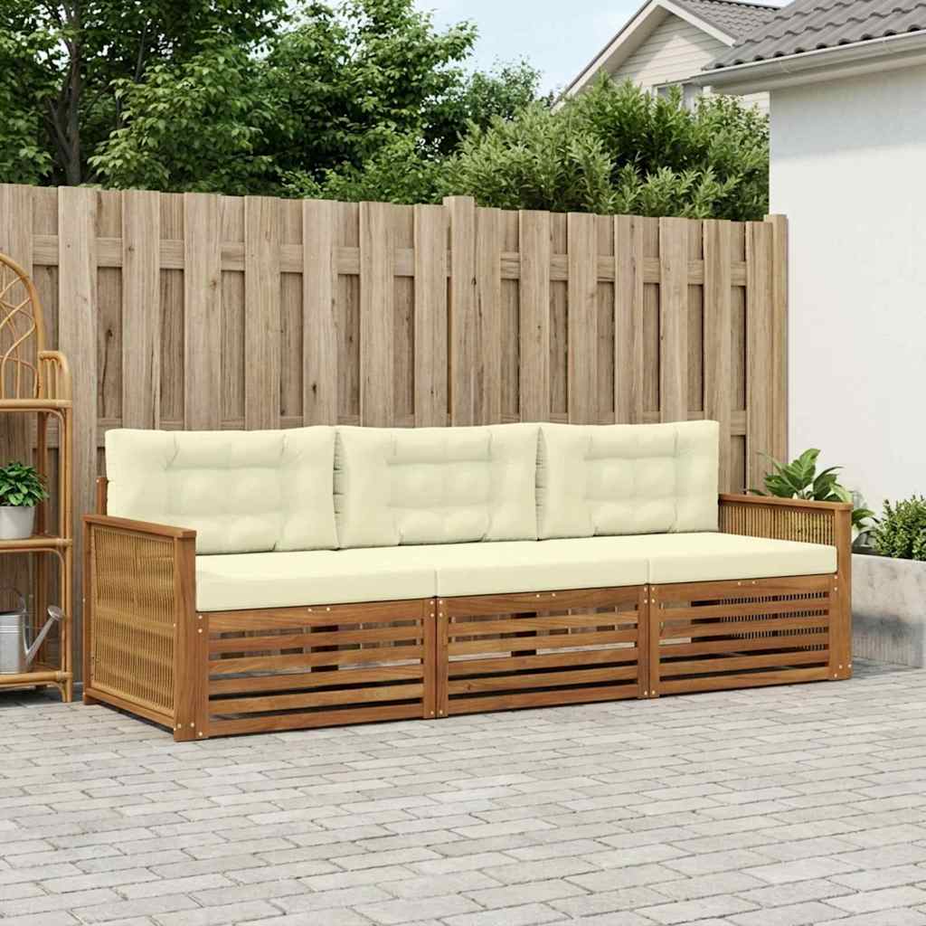 Buiten bankenset met kussen 3 pcs Natuurlijk en Crème