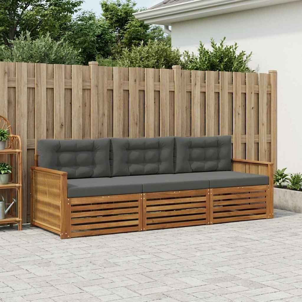 Buiten bankenset met kussen 3 pcs Natuurlijk en Antraciet – afbeelding 1