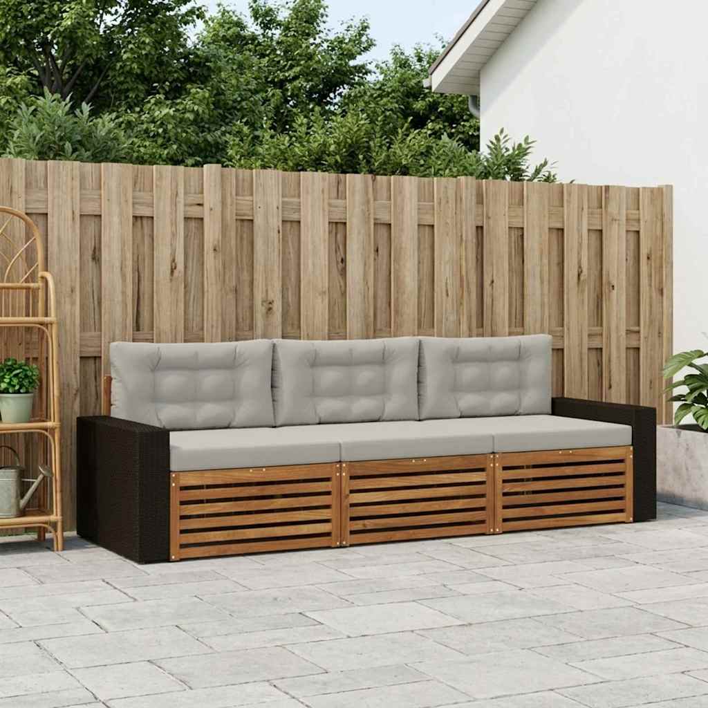 Buiten bankenset 3 pcs Naturel en lichtgrijs Polyester – afbeelding 1