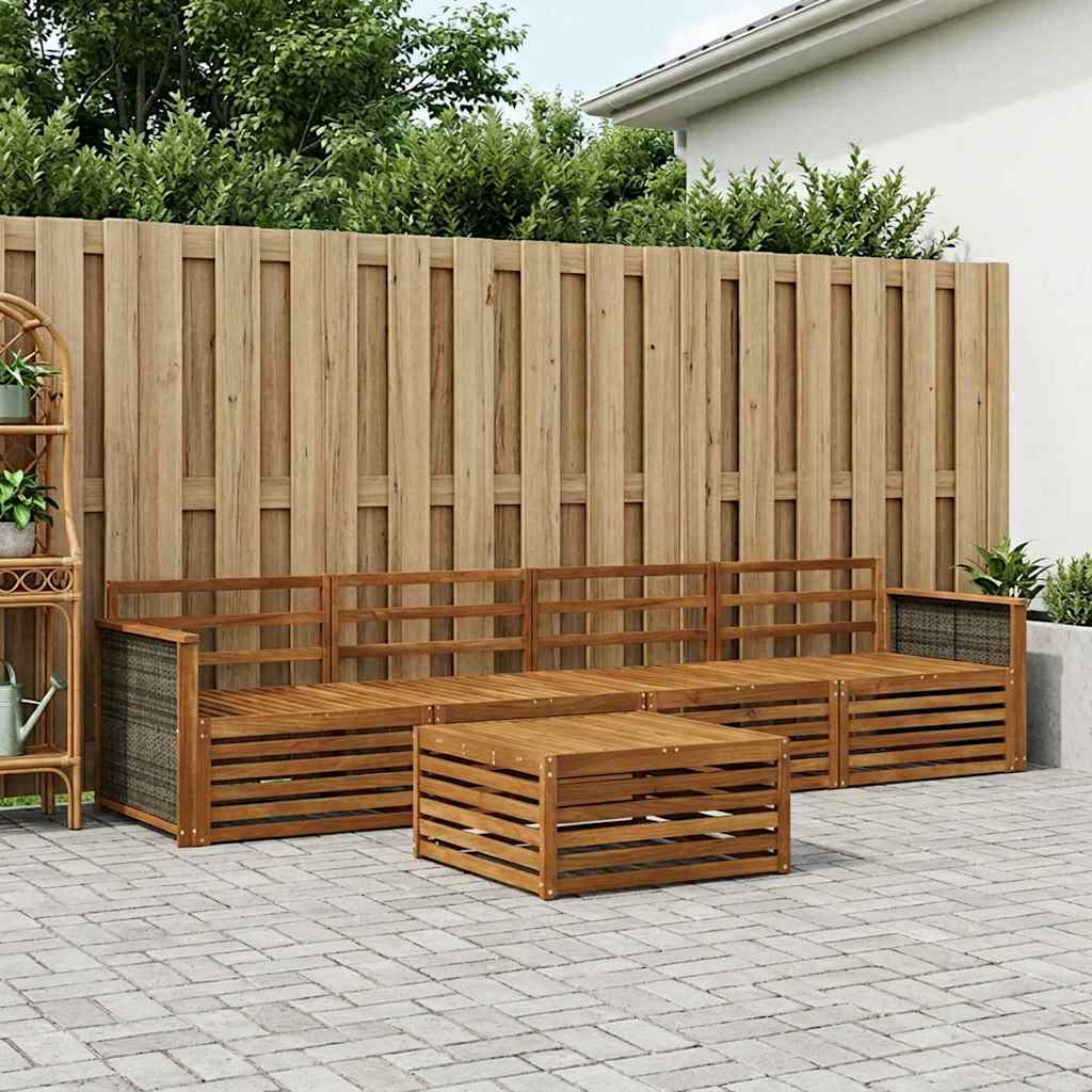Buiten bankenset 5 pcs Naturel Massief Acaciahout – afbeelding 1