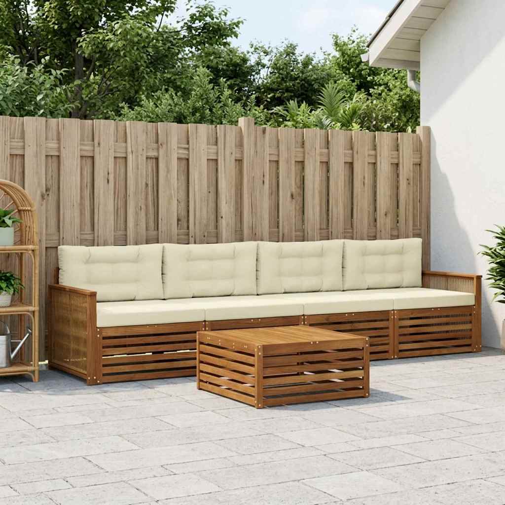 Buiten bankenset met kussen 5 pcs Natuurlijk en Crème – afbeelding 1