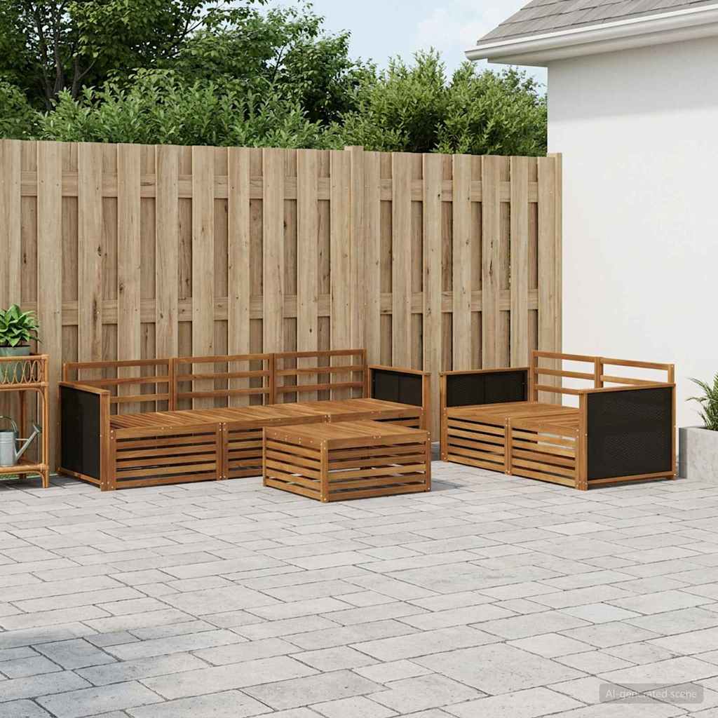 Buiten bankenset 6 pcs Naturel Massief Acaciahout – afbeelding 1