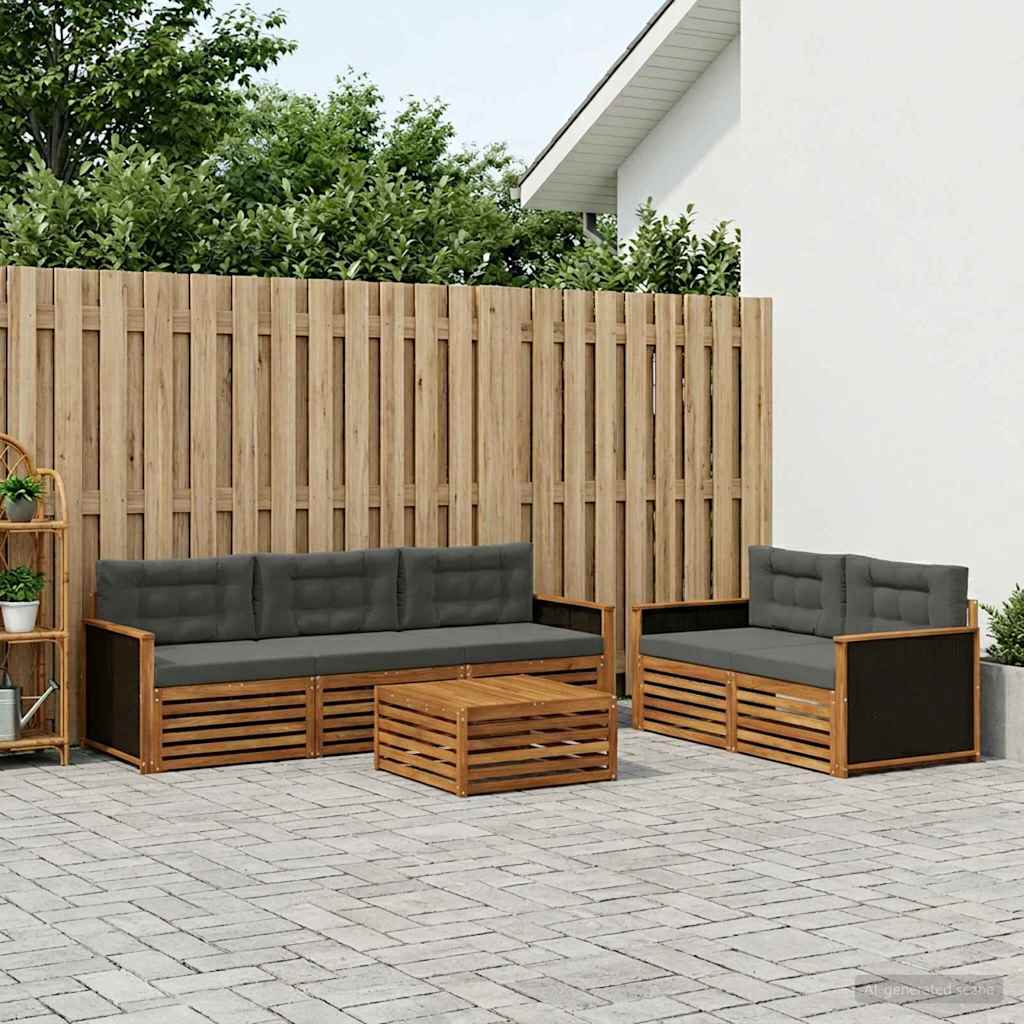 Buiten bankenset 6 pcs Natuurlijk en Antraciet – afbeelding 1