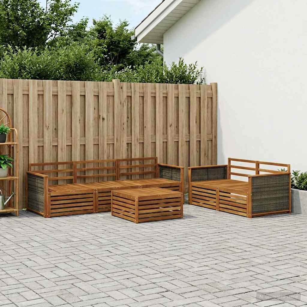 Buiten bankenset 6 pcs Naturel Massief Acaciahout