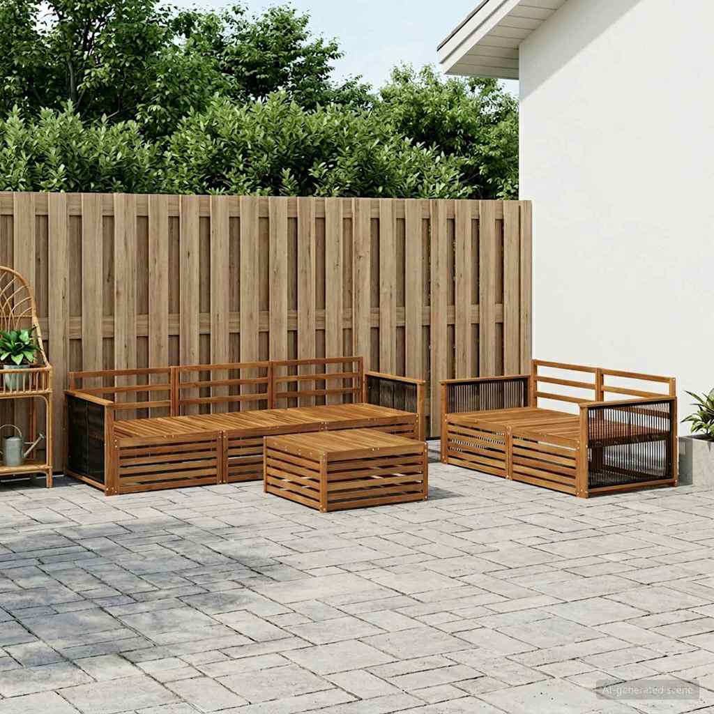 Buiten bankenset 6 pcs Naturel Massief Acaciahout – afbeelding 1
