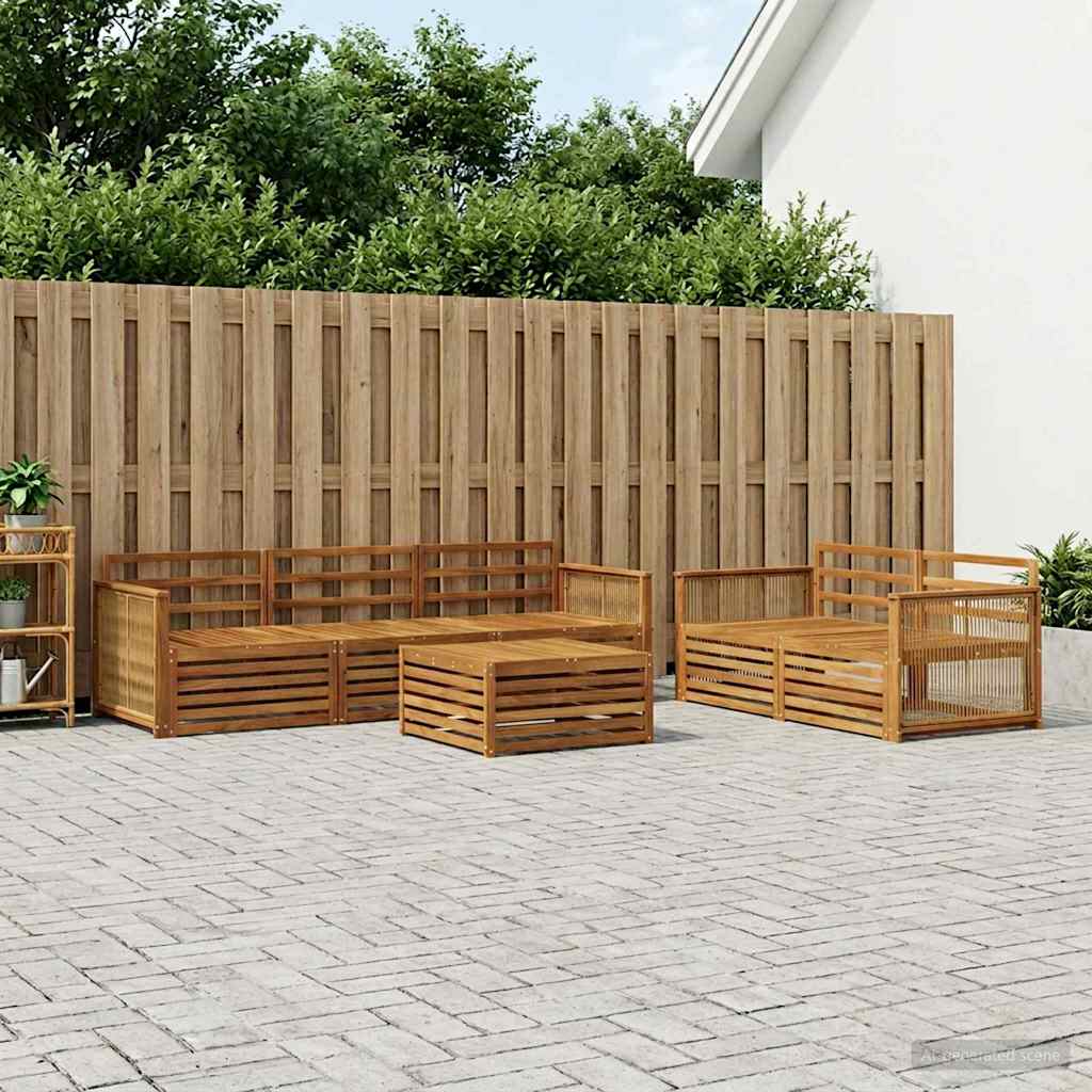 Buiten bankenset 6 pcs Naturel Massief Acaciahout – afbeelding 1