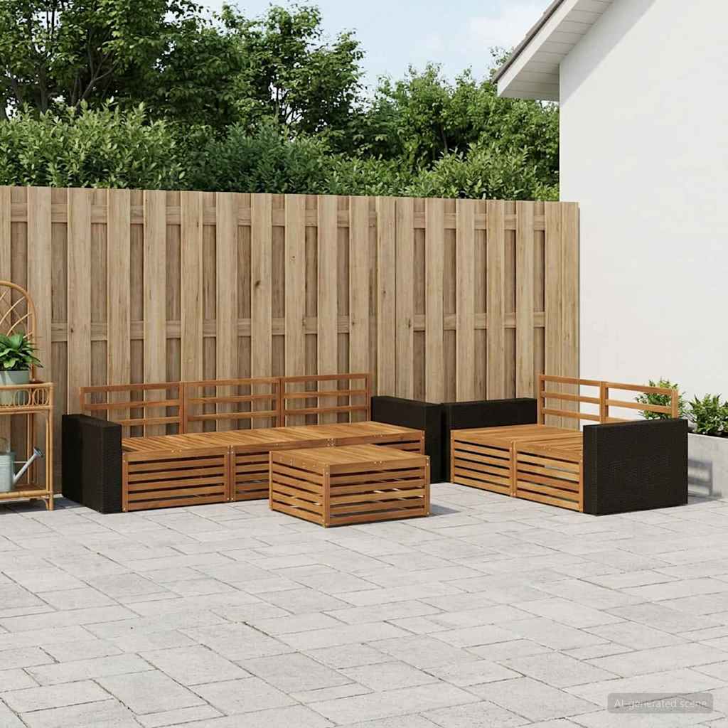 Buiten bankenset 6 pcs Naturel Massief Acaciahout