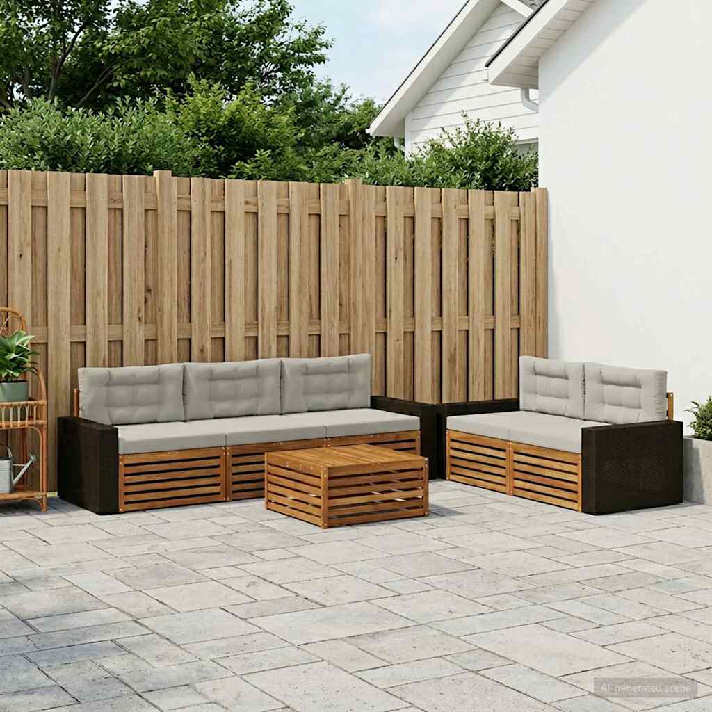 Buiten bankenset 6 pcs Naturel en lichtgrijs – afbeelding 1