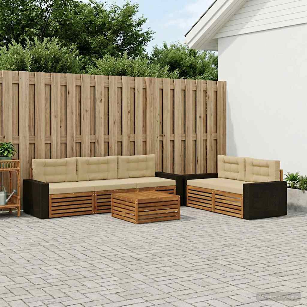 Buiten bankenset 6 pcs Natuurlijk en Beige – afbeelding 1