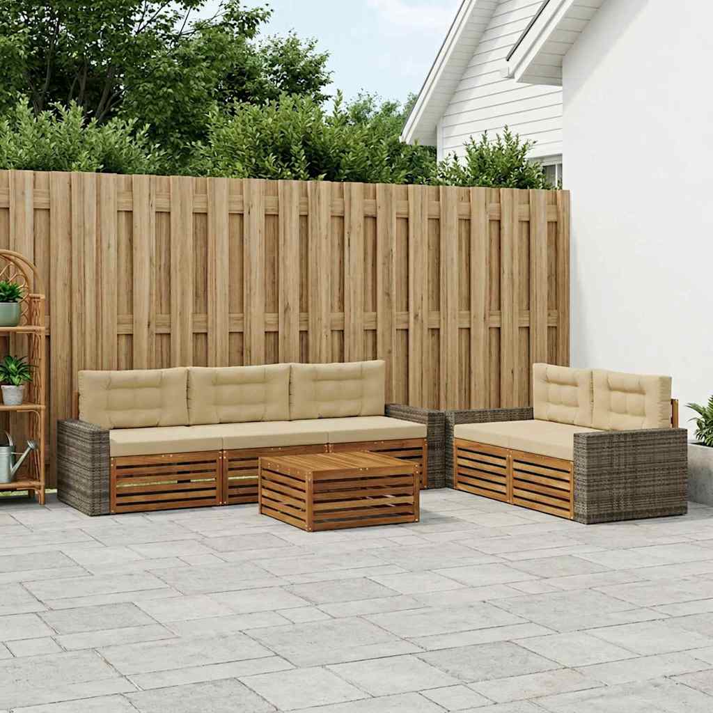 Buiten bankenset 6 pcs Natuurlijk en Beige
