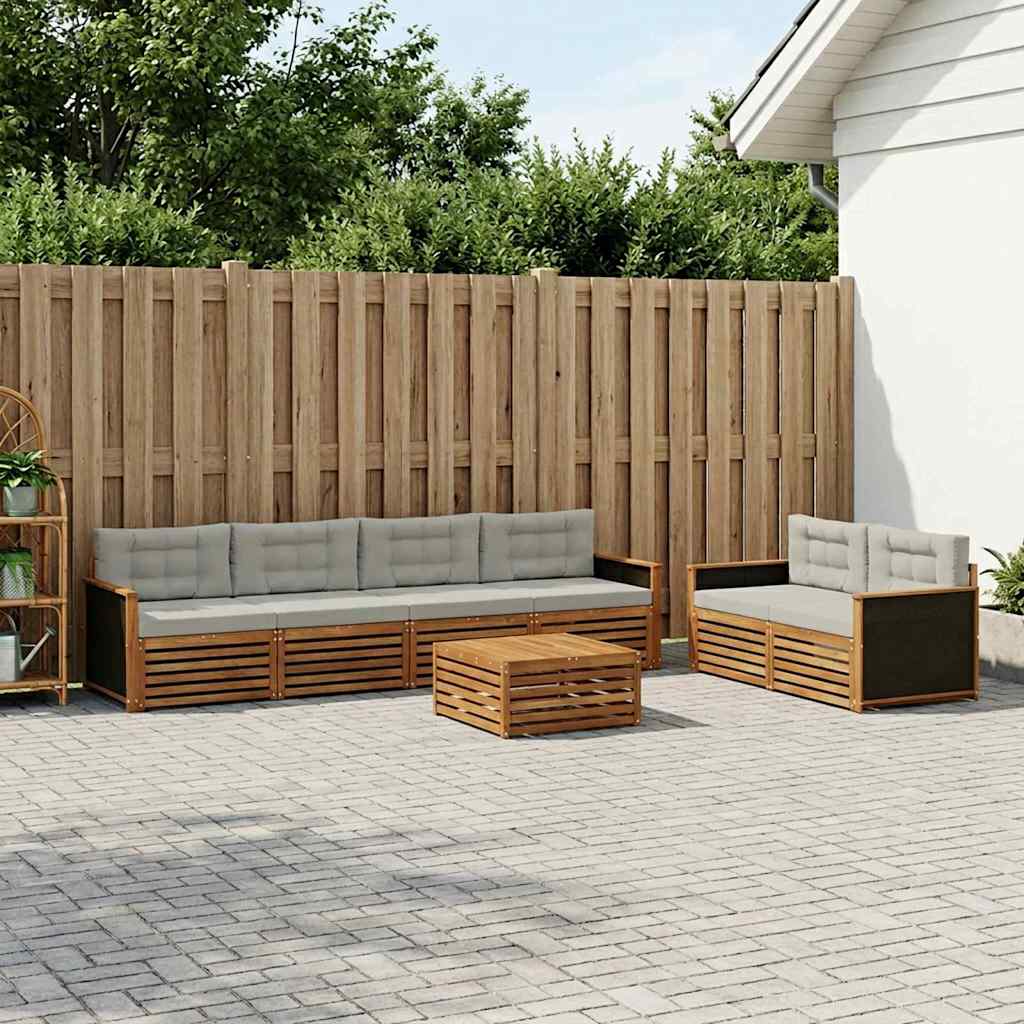 Buiten bankenset 7 pcs Naturel en lichtgrijs Polyester – afbeelding 1