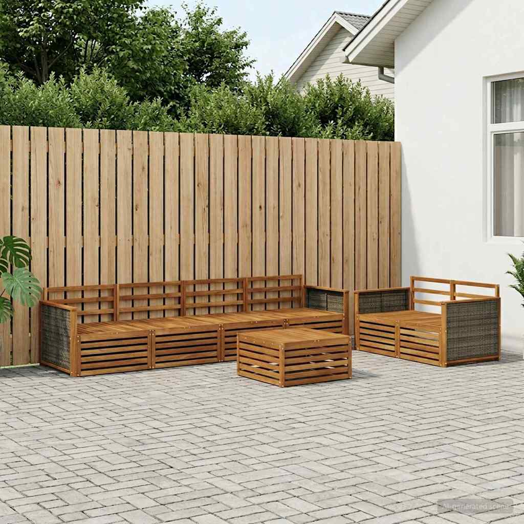 Buiten bankenset 7 pcs Naturel Massief Acaciahout – afbeelding 1