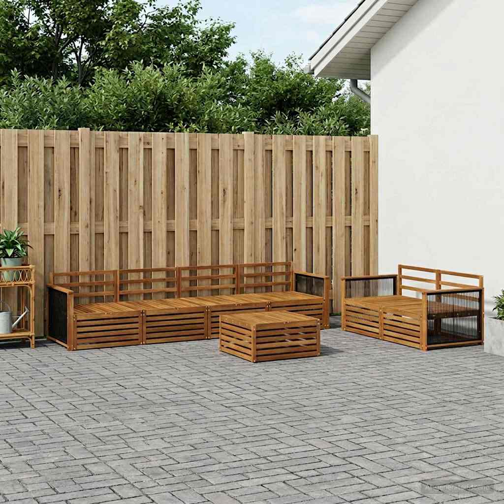 Buiten bankenset 7 pcs Naturel Massief Acaciahout